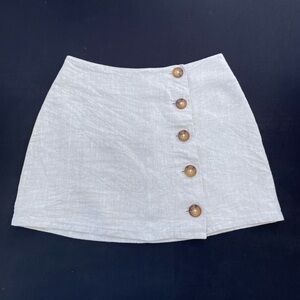 Reformation Cream Button-Front Skirt